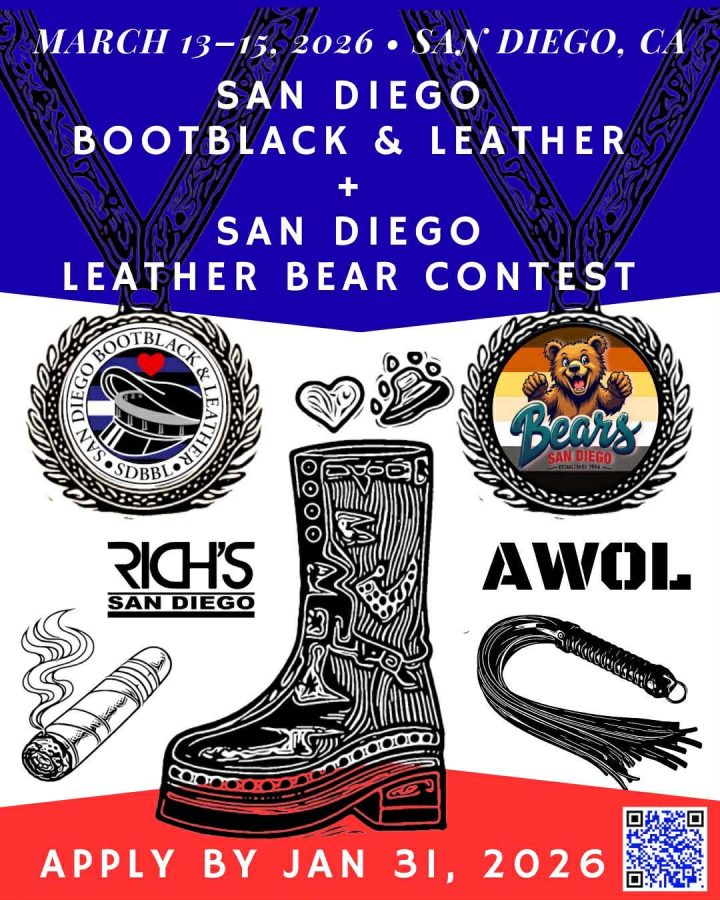 March 13-15, 2026 at Richs on University Ave. Applications for San Diego Leather Bear are due January 31!